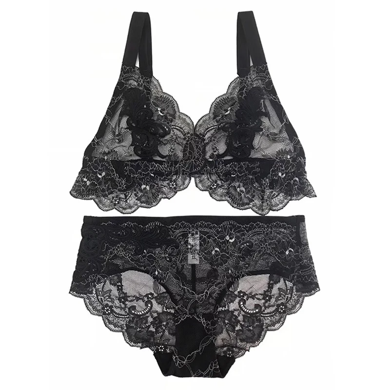 SP&CITY European Luxury Sexy Lace Bralette Elegance Floral Embroidered Seamless Hollow Out Bras Tops Transparent Lingerie Sets