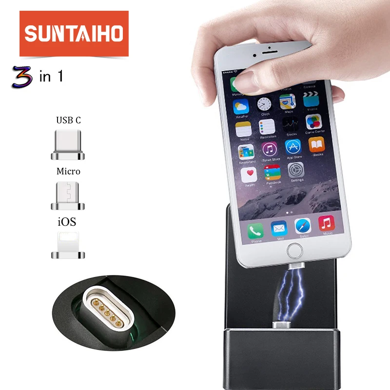 Magnetic Dock Station,Suntaiho Megnet adsorption Charger Station for USB C/Lighting/Micro USB Charger Cable Desktop Dock Station Magnetic Dock Station,Suntaiho Megnet adsorption Charger Station for USB C/Lighting/Micro USB Charger Cable Desktop Dock Station