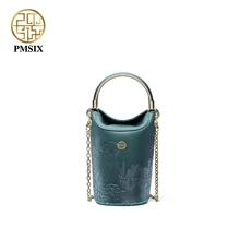Pmsix luxurious ladies bags New fashion Mini bucket bag original designer handbags Socialite High quality leather bag P120148