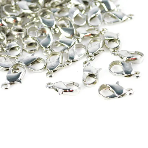 

12mm Iron Lobster Clasp for DIY Jewelry making Closed Clasp Findings Silver color Bracelet accessories for 100 piece P345