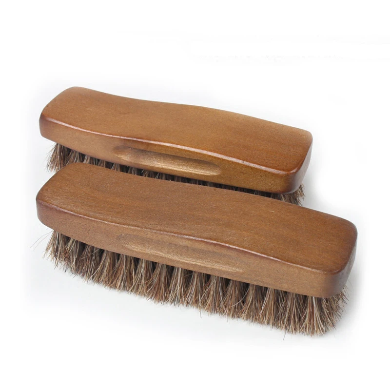 Maple Wood Full Horse Hair Brush Shoe Cleaner Brush Horn Shoehorn