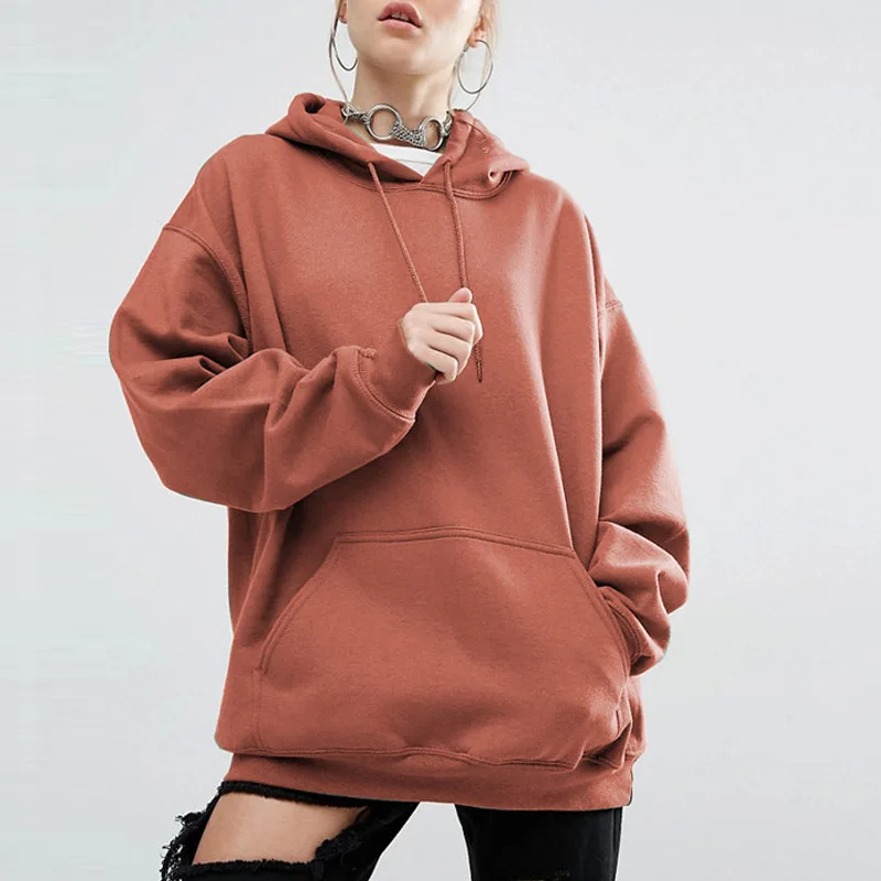 

Women Autumn Hoodies Batwing Sleeves Loose Pullover Pockets Hooded Casual Female Tops FDC99