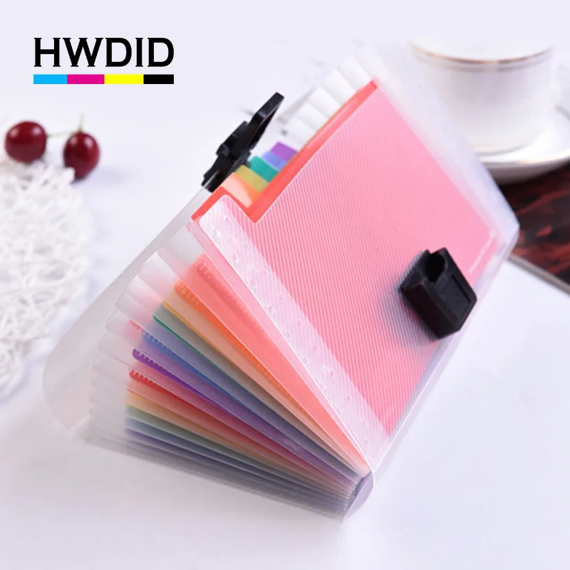

HWDID plastic A6/A4 document/file folder/organizer/bag/case for documents/exam paper/file 13 pockets extension wallet bill