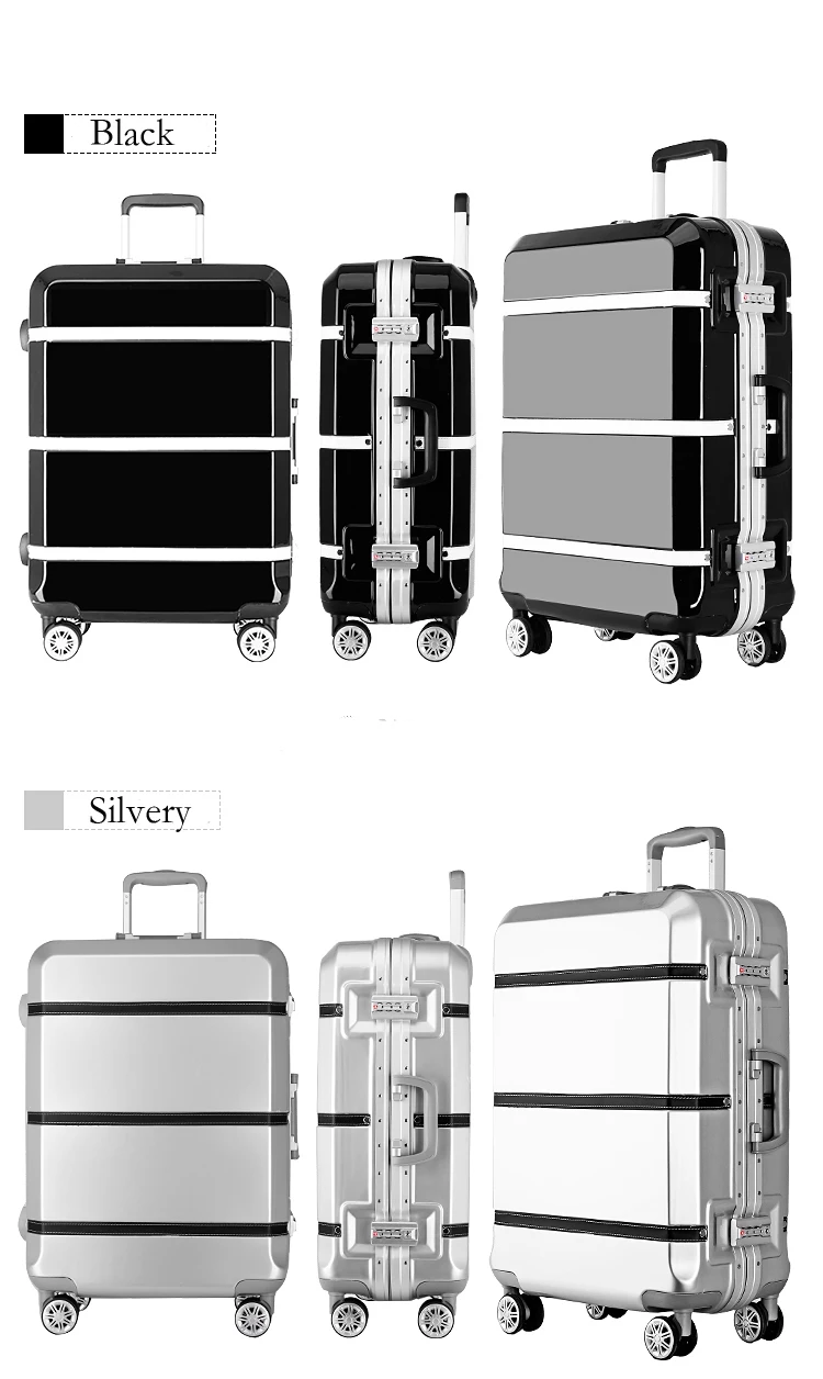 Piaoruxu алюминиевый каркас Спиннер Дорожный чемодан TAS замок носить на винтажный чемодан на колесиках сумка 2" 24" 29