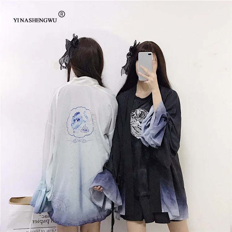 Women Harajuku Cardigan Japanese Kimono Asia Summer Digital Printed Shirt Tops Casual Woman Kimonos Kawaii Yukata Kimono Cosplay