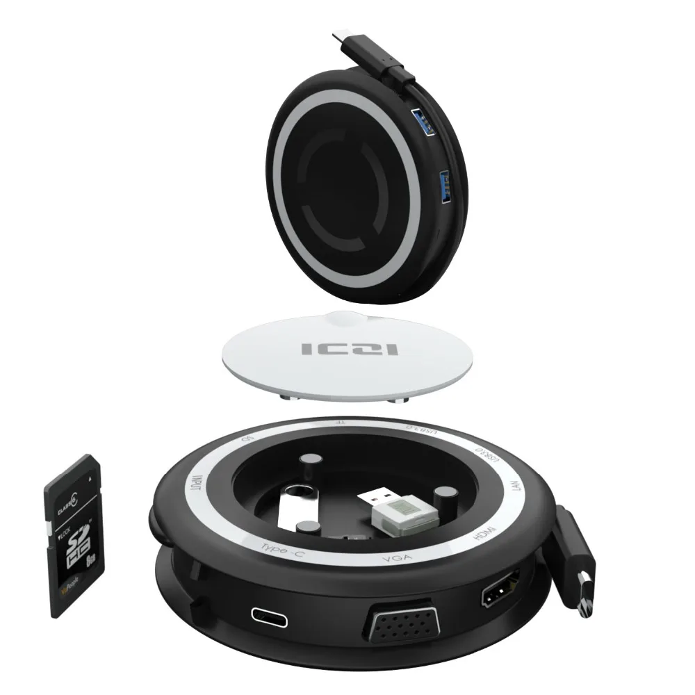 ICZI 8 в 1 USB C концентратор Тип 3 0 HDMI VGA TF SD RJ45 док станция для MacBook 2017 Pro ноутбука huawei mate