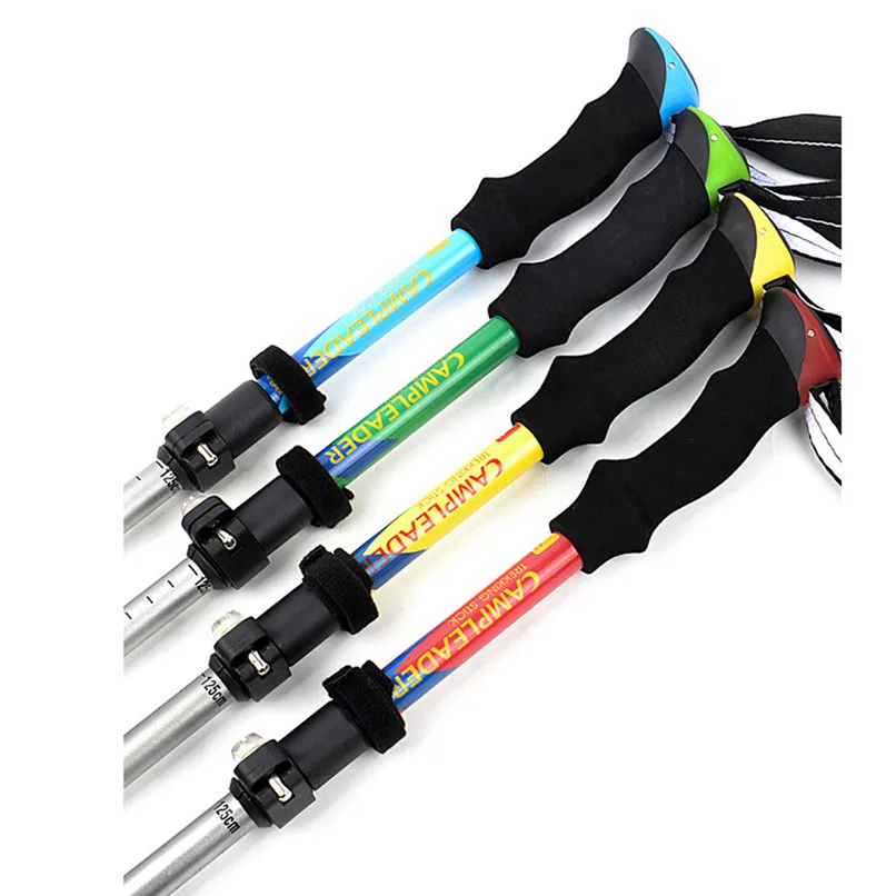 Portable Trekking Pole Outdoor Alpenstock Durable Five - Section Folding Adjustable Impact Walking Cane #2O30 (11)