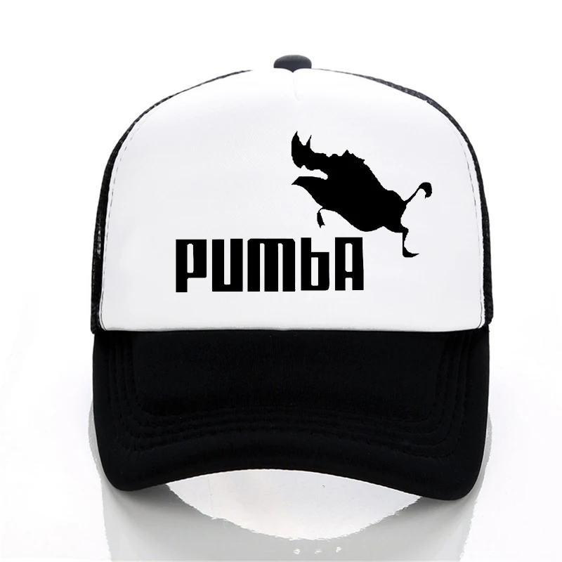 

Men and women homme Pumba Baseball caps Casual letter print Cartoon hat summer adjustable Mesh trucker cap