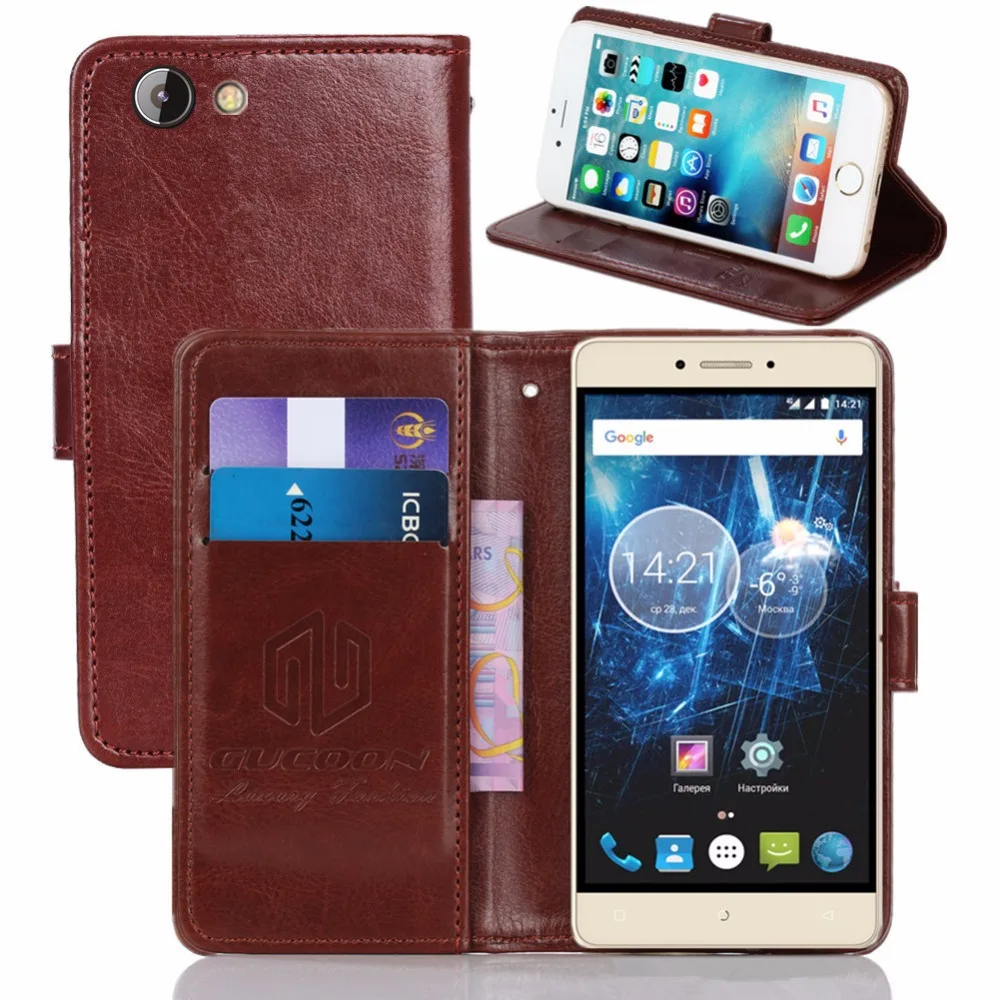 

GUCOON Vintage Wallet Case for Highscreen Power Ice Max 5.3" PU Leather Retro Flip Cover Magnetic Fashion Cases Kickstand Strap
