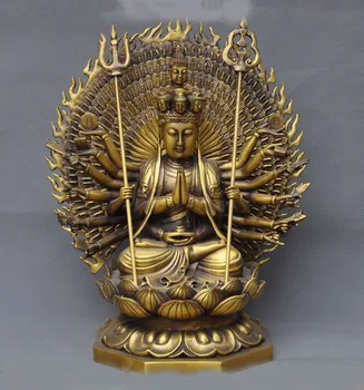 

Christmas 14"Tibet Buddhism Brass 1000 Arms Avalokiteshvara Kwan-yin GuanYin buddha Statue new Year