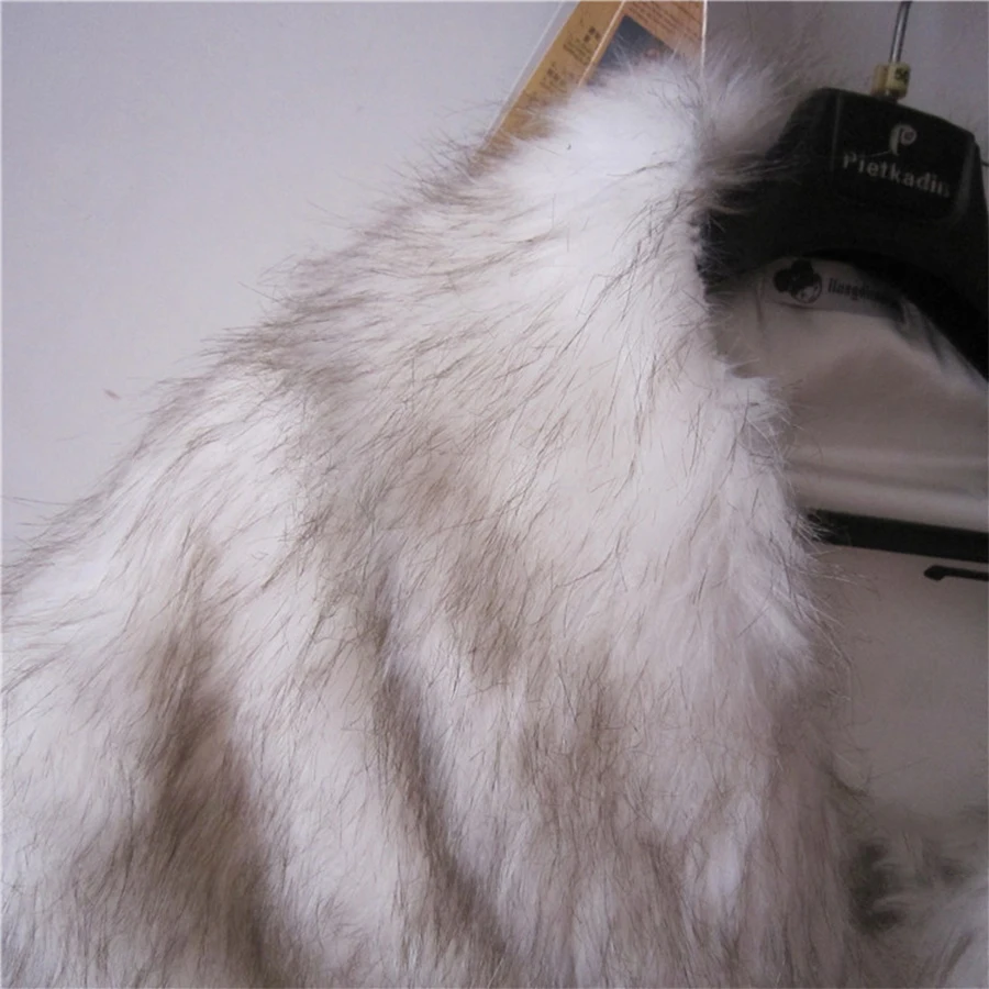57'' Women Plus Size Faux Rabbit Fox Fur Cape Fake Full Pelt Shawl Sleeveless Gilet Poncho Bride V Neck Wide Warm Wrap Vest Coat