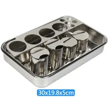 Thick Stainless Steel Dental Dressing Plate Instruments Storage Box with Bottles for Dentist Lab