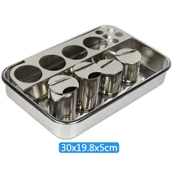Thick Stainless Steel Dental Dressing Plate Instruments Storage Box with Bottles for Dentist Lab