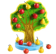 New Wooden toy Magnetic simulation Fruit tree Apple and Pear Baby toy Free Shipping wooden baby puzzle toy magnetic fruit tree