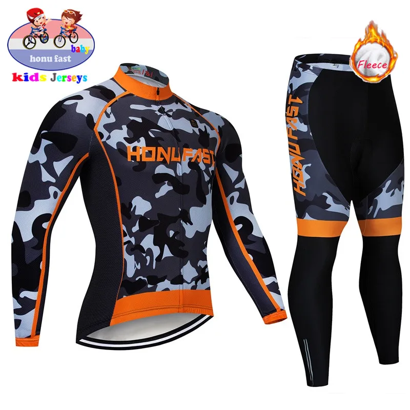 

2023 Winter kids Cycling Clothing Sets Thermal Fleece Bicycle Jacket Cycling Jersey Keep warm Children Maillot Ciclismo