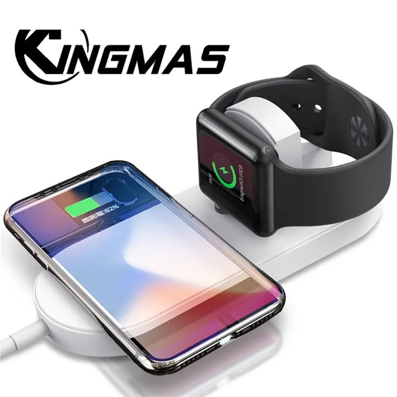 

KINGMAS Wireless Charger fast charging for Apple Watch 3 2 for iphone X 8 plus 2 in 1 Fast Wireless usb Pad Phone adapter