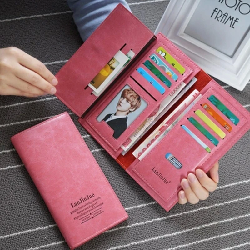  2016 new hot sales Womens fashion Purses Young lady big capacity Long Wallets females PU Leather clutch bags Cards Holder wallet 