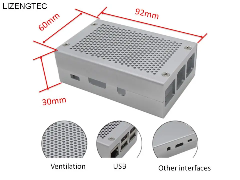 Бесплатная доставка LIZENGTEC Новый дизайн Алюминиевый Чехол 2 цвета для Raspberry Pi & 3