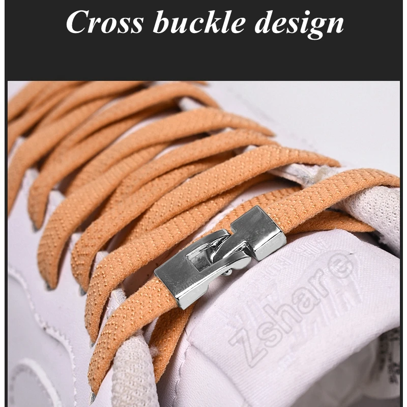 Elastic Shoelaces Flat Shoe laces No Tie Quick Cross Buckle Locking Shoelace Kids Adult Leisure Sneakers Lazy laces Unisex