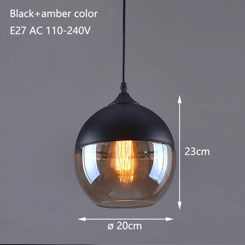  Nordic Modern loft hanging Glass Pendant Lamp Fixtures E27 E26 LED Pendant lights for Kitchen Resta - 32810242740