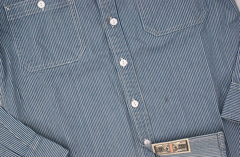 Винтажные полосатые рубашки для мужчин, осенняя Повседневная железная дорога, Ретро стиль, с длинным рукавом, Западная Рабочая Рубашка, облегающая