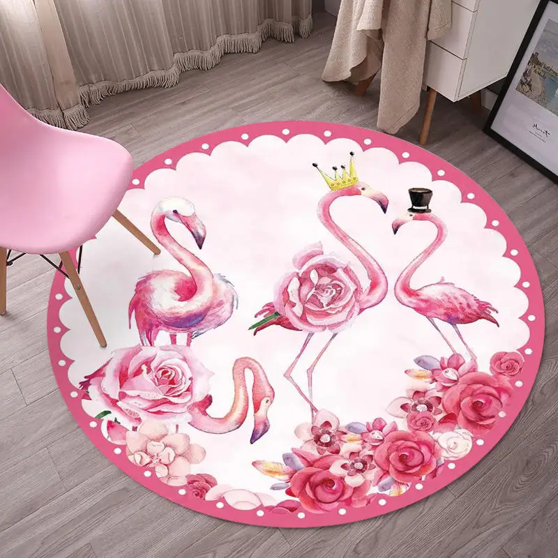 

Cute crown Flamingo Designer Round Rug Home Decor soft carpets for living room Bedroom Area Rugs Coffee Table Antiskid Floor Mat