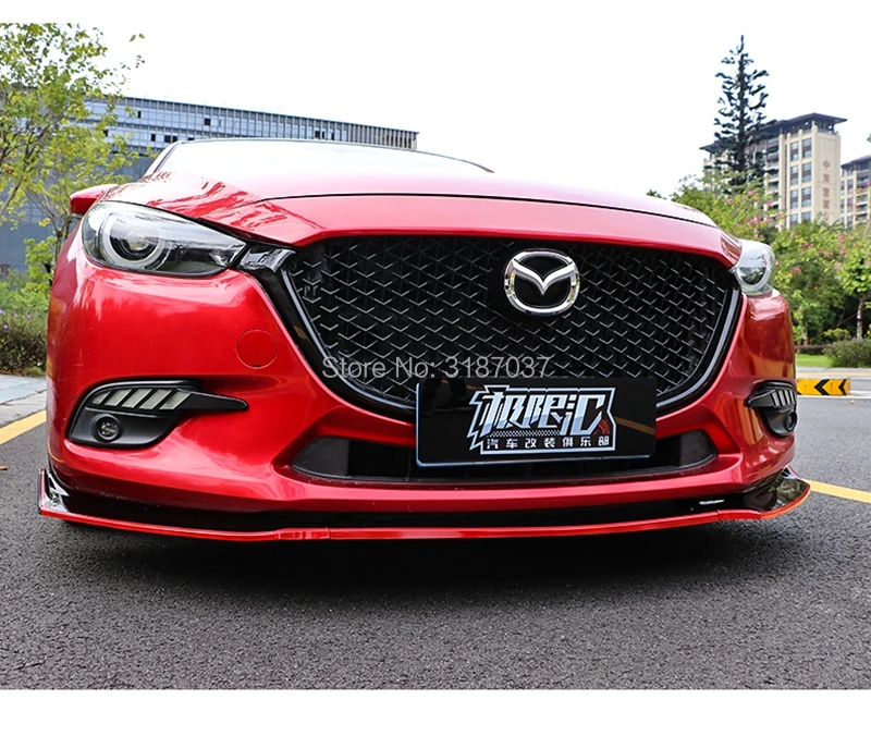 for Mazda 3 Axela sedan sedan appearance ABS black front bumper lip Car Styling