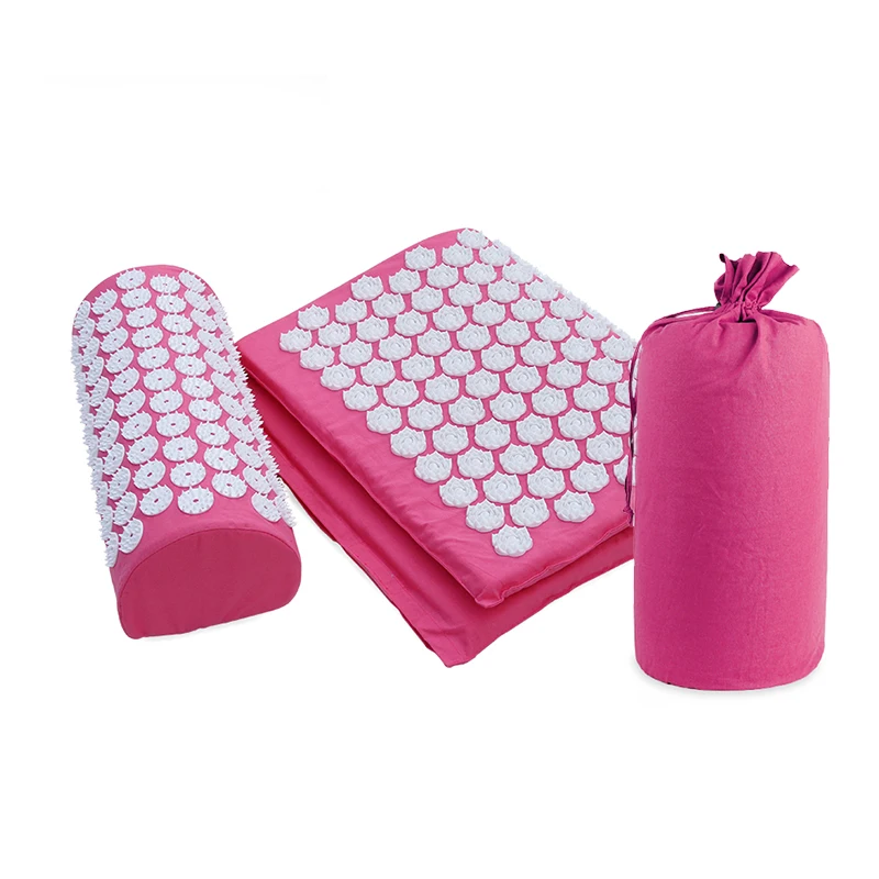 Yoga Lotus Spike Acupressure Mat Pillow Set Back Body Massager Acupuncture Cushion Mat Relieve Stress Tension Pain w/ Carry Bag Yoga Lotus Spike Acupressure Mat Pillow Set Back Body Massager Acupuncture Cushion Mat Relieve Stress Tension Pain w/ Carry Bag