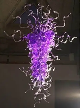

Art Decoration Purple Color Glass Modern Chandelier Light Chihuly Style Hand Blown Glass LED Chain Chandelier