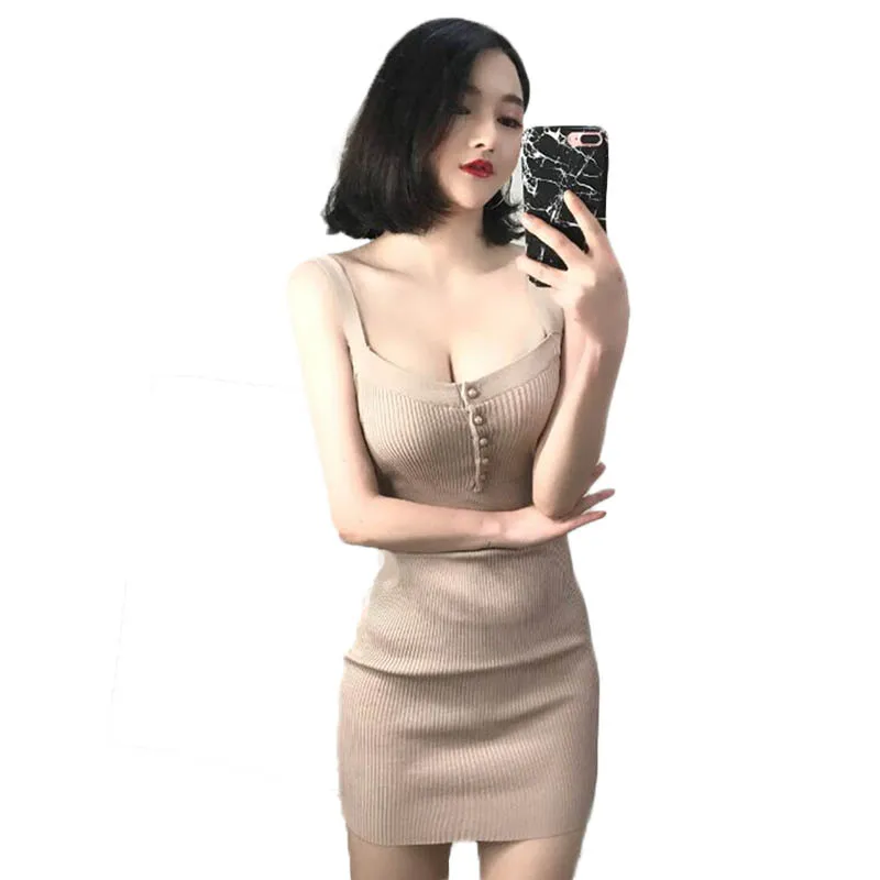

B3710 2019 new summer women's fashion sexy show thin low-cut slim shoulder-straps Package buttocks dress cheap wholesale