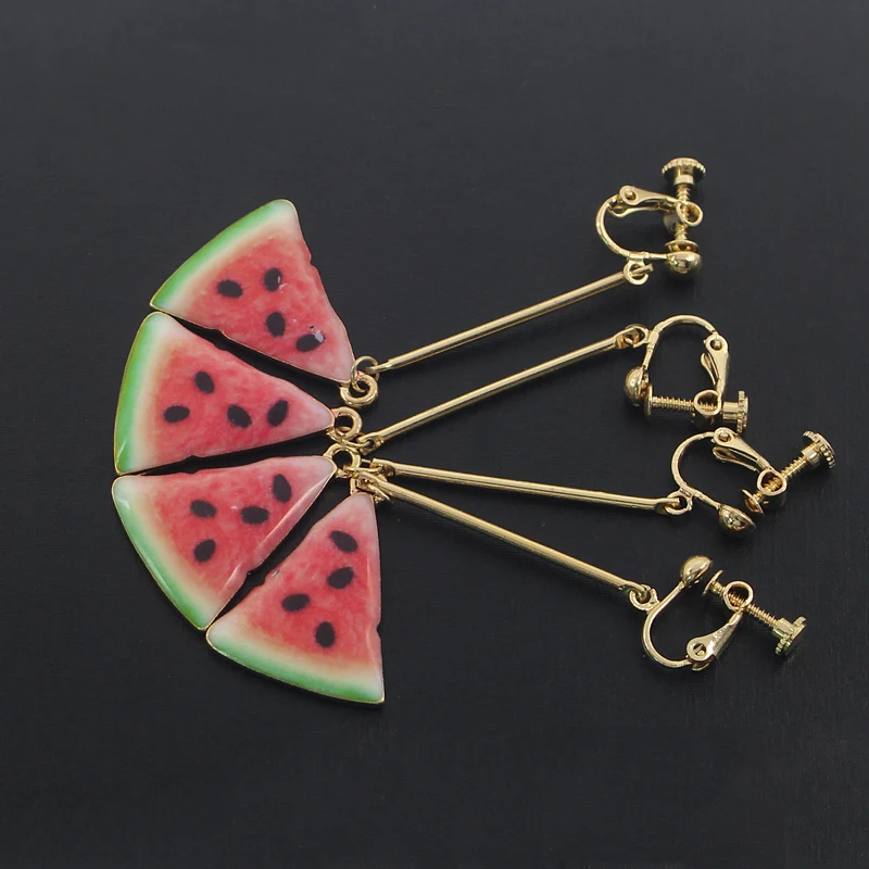 Trendy-Watermelon-Clip-Earrings-For-Women-Sweet-Lovely-Summer-Fruit-Tassel-Long-Drop-Earrings-Ear-Cuff (4)