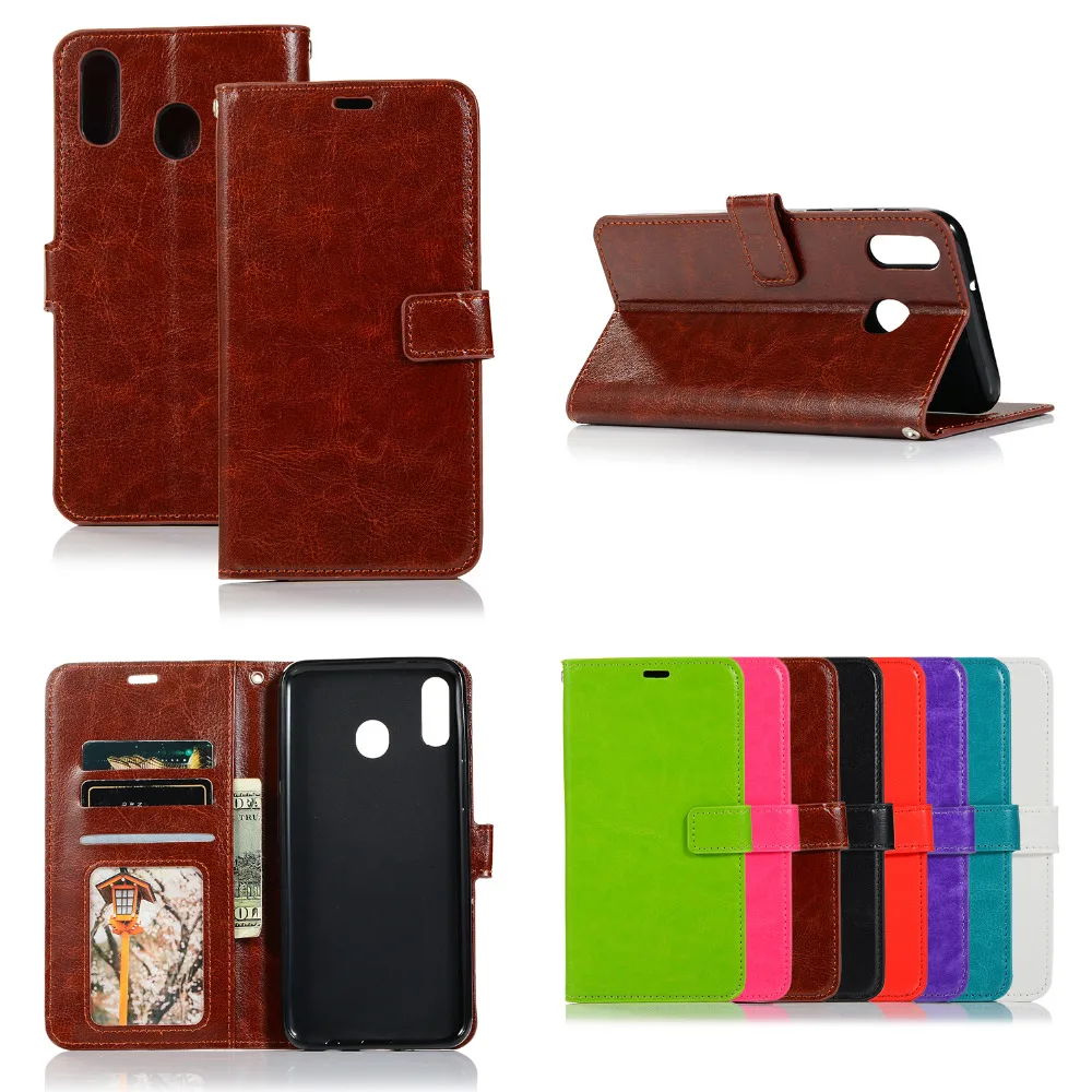 

Flip PU Leather Cover Case For Samsung Galaxy M10 M20 A30 A50 S8 S9 S10 S10E S10 Plus Crazy Horse Grain Phone Bag