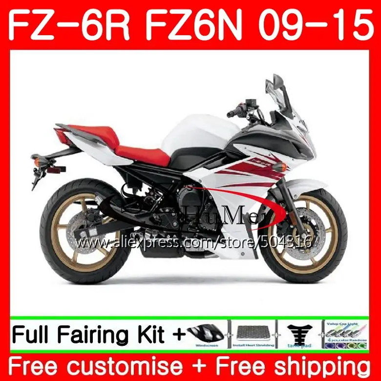 Корпус обтекателя Для YAMAHA FZ6N FZ6 Белый Черный FZ6R 09 10 11 12 13 14 15 75SH16 Φ FZ 6R 2009 2010 2011 2012 2013