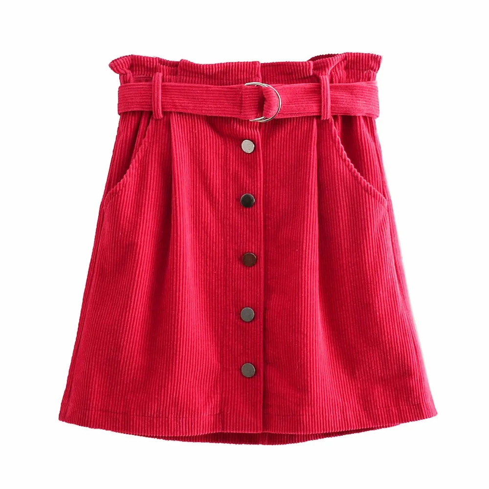 Autumn winter corduroy women skirts Plus Size Pencil Female Skirt With belt Sashes Jupe Femme