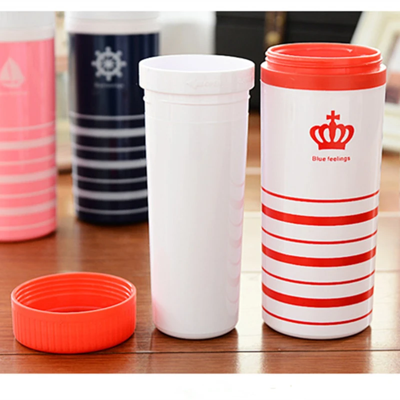 1PC/Lot Double Layer 300ML Plastic Bottle Food Grade PP Thermal Insulation Plastic Water Bottle