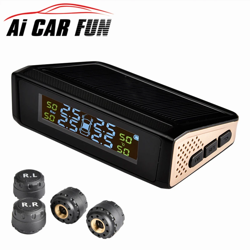 

TP815 Wireless Car TPMS Solar Power Car Tire Pressure Monitoring System Real-time Display Alarm System with Automatic Backlight