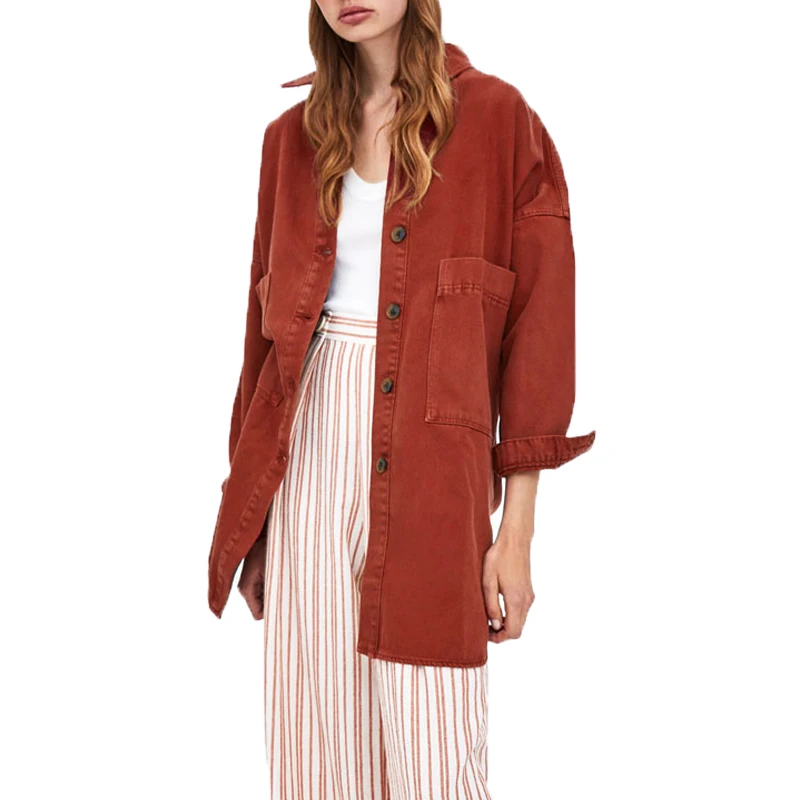 

Autumn clothes women 2018 casual loose coat women long sleeve jacket women cotton long coat