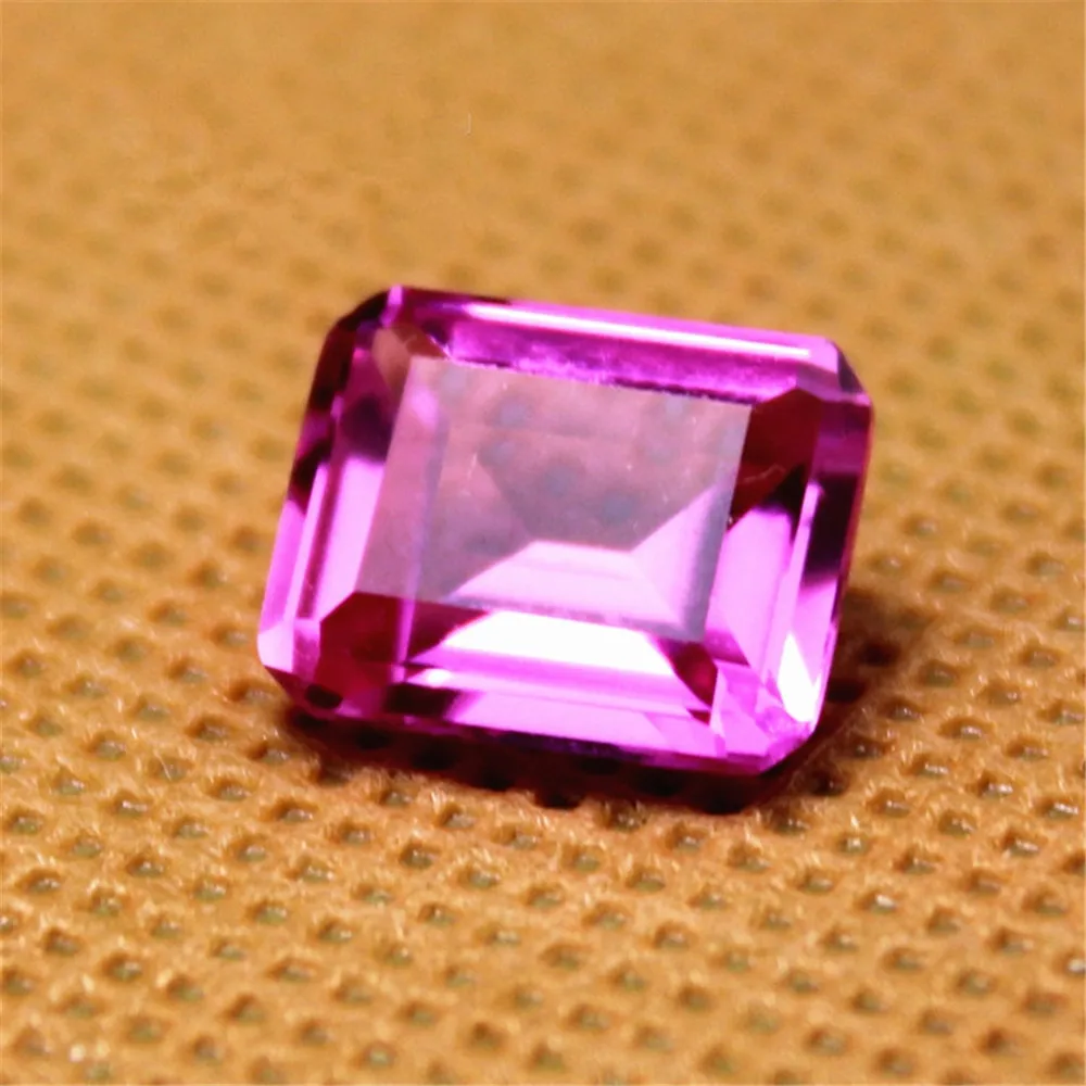 

High Quality Pink Ruby Rectangle Faceted Gemstone Emerald Cut Pink Ruby Gem 4 Sizes to Choose C15R