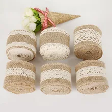2 mètres/rouleau naturel Jute toile de Jute ruban Hessian dentelle Jute rouleau pour rustique mariage décoration noël fête fournitures