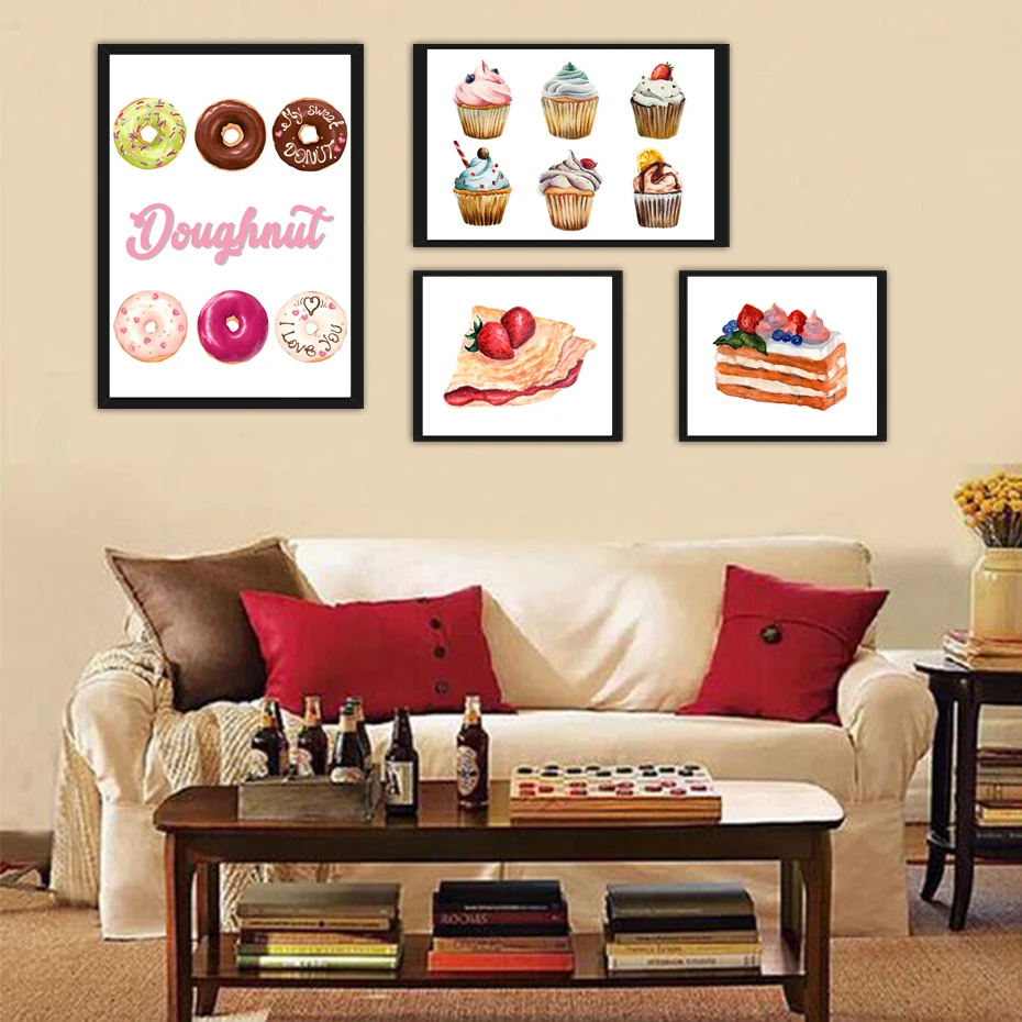 Cupcake Ice-Cream Modern Poster And Prints Delicious Desserts Modular Canvas Painting For Kitchen Wall Art Picture Living Room (1)
