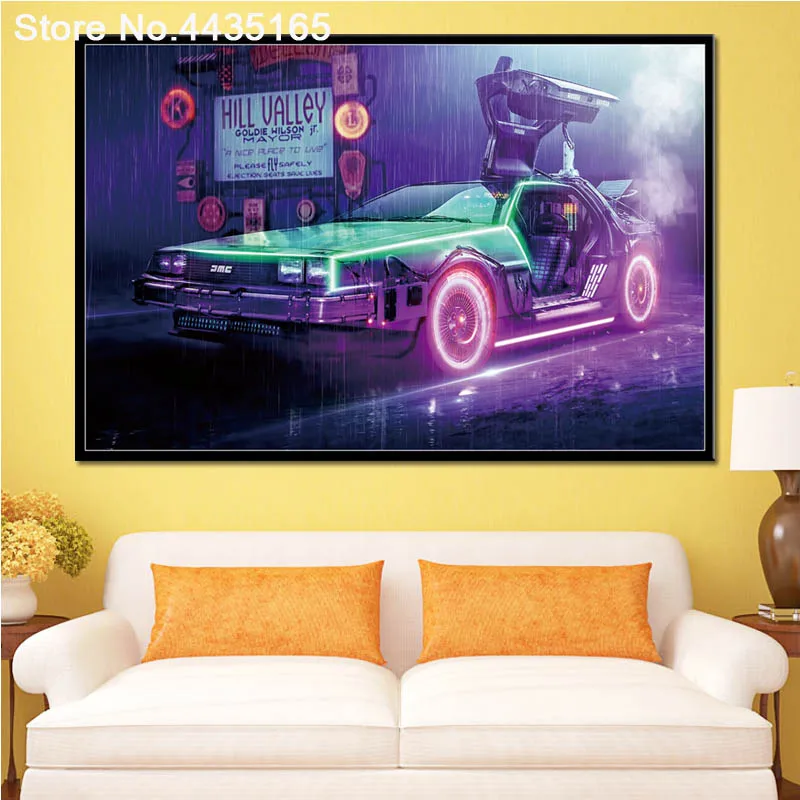 Декоративный постер из фильма Назад в будущее DeLorean DMC Настенная живопись на