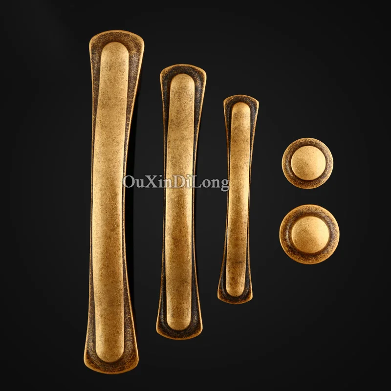 

HOT 8PCS European Retro Pure Brass Kitchen Door Furniture Handles Hardware Cupboard Drawer Wardrobe Cabinet Pull Handles & Knobs