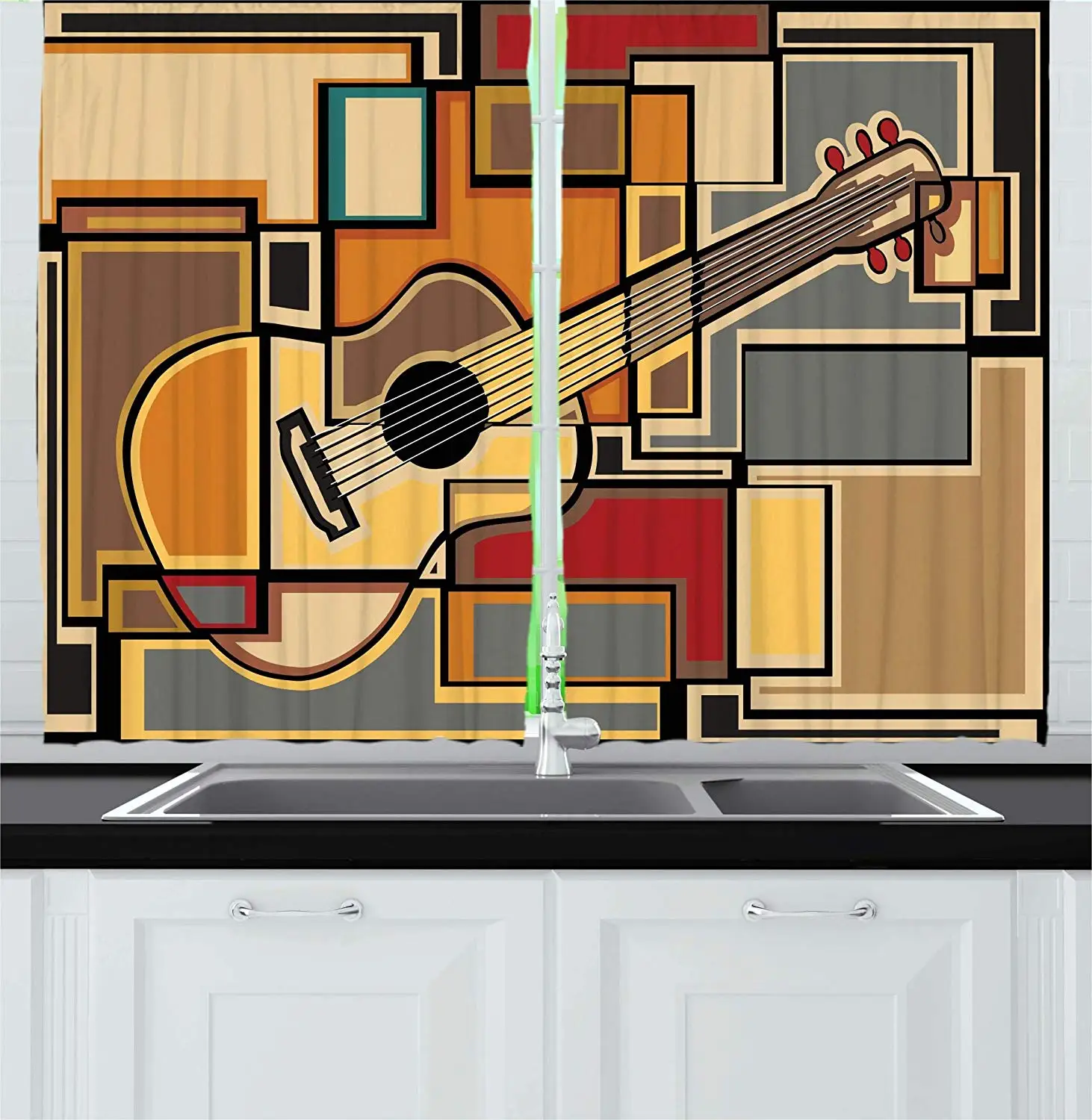 Music Curtains Funky Fractal Geometric Square Shaped Background