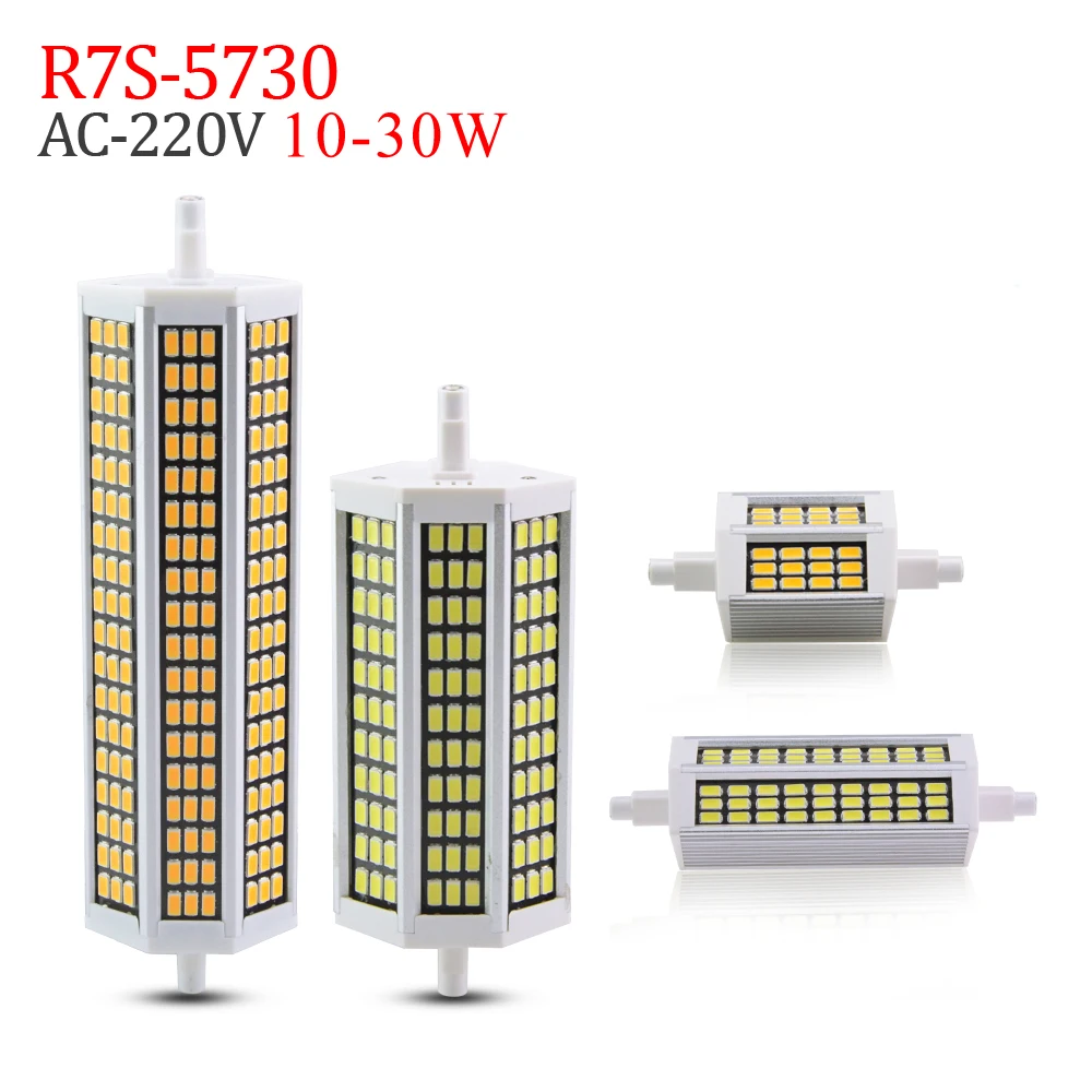 220V R7S светодиодный светильник 30 Вт, 25 Вт, 20 Вт, 10 Вт 78 мм 118 мм 135 мм 189 мм 5730 светодиодный лампы светильник R7S J118 J78 J135 J189 трубки галогенные потолочные светильник