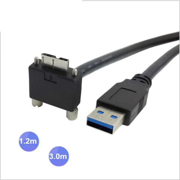 Прямоугольный Micro B USB 3 0 винтовой Кронштейн 90 градусов к USB3.0 A Type Male Дата кабель 1 2 м