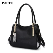 Роскошные Брендовые женские сумки из натуральной кожи, женские сумки с кисточками, сумки через плечо с ручкой сверху, женские черные сумки с блестками