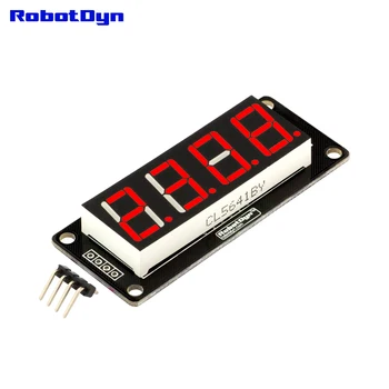 

4-Digit LED 0.56" Display Tube RED (decimal), 7-segments, TM1637, disp. size 50x19mm