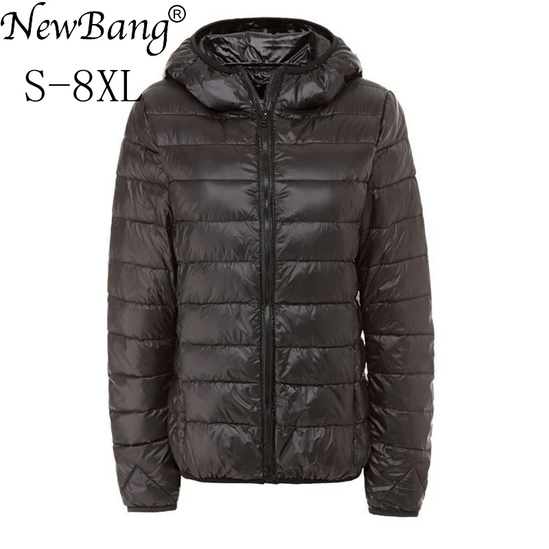 NewBang Brand Large Size 5XL 6XL 7XL Women's Overcoat Female Ultra Light Duck Down Jacket Plus Autumn Winter Hooded Down Coat 