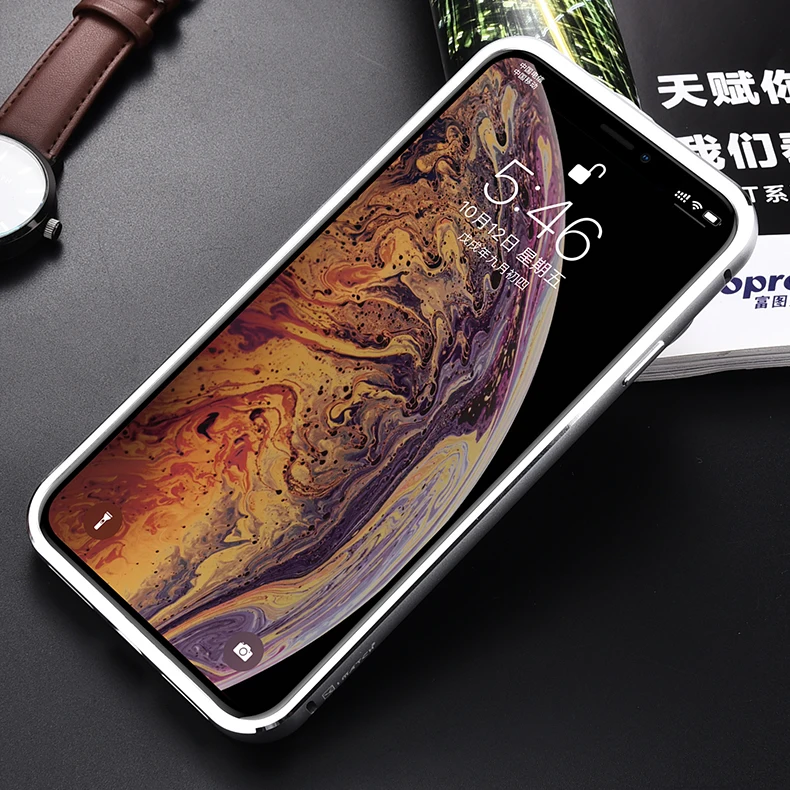 Металлический чехол iMatch для iPhone XS MAX, чехол из натуральной кожи для iPhone X XS MAX, Алюминиевый металлический бампер, задняя крышка