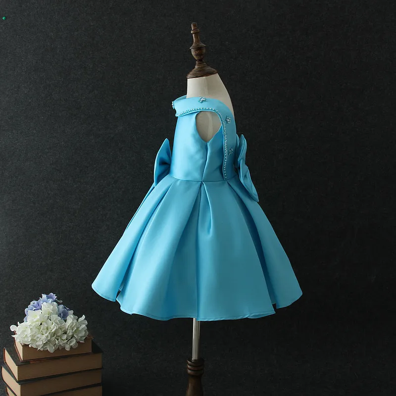 Атласное платье для первого причастия для маленьких детей; блестящее бальное платье; Пышное Платье; Платья с цветочным узором для девочек на свадьбу; платье для банкета сзади